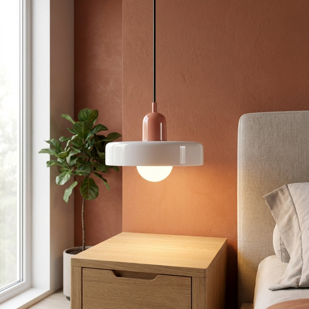 Nordic Glass Pendant Light, Orange Shade, LED Light Source, 10W, 230v