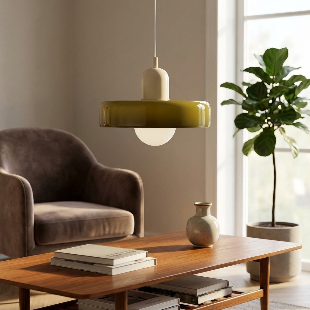 Nordic Glass Pendant Light, Orange Shade, LED Light Source, 10W, 230v
