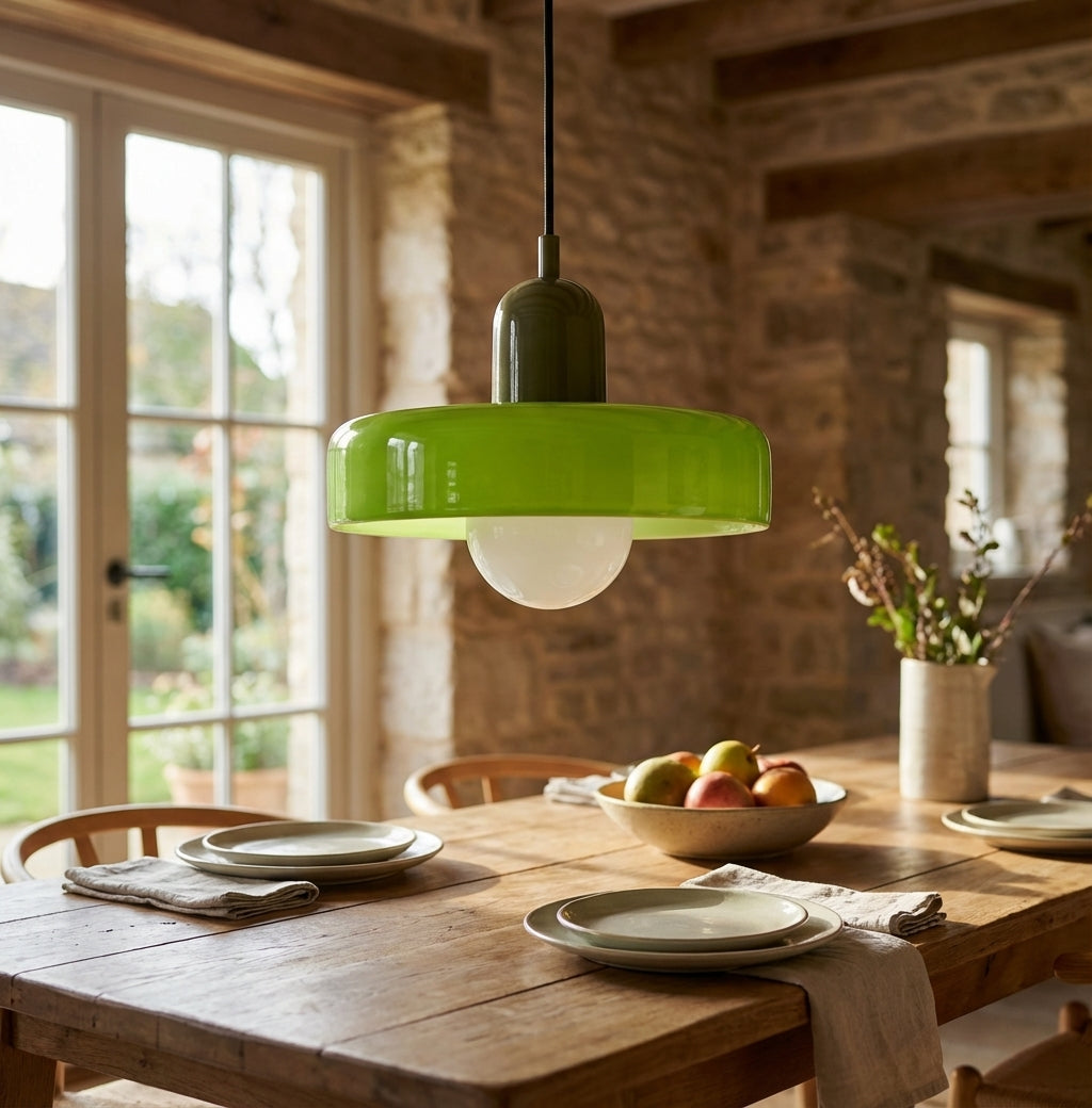 Nordic Glass Pendant Light, Orange Shade, LED Light Source, 10W, 230v