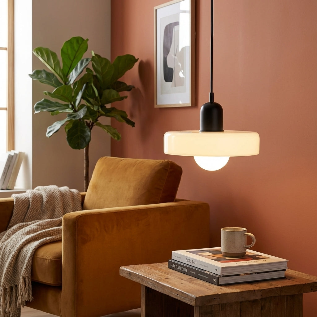 Nordic Glass Pendant Light, Orange Shade, LED Light Source, 10W, 230v