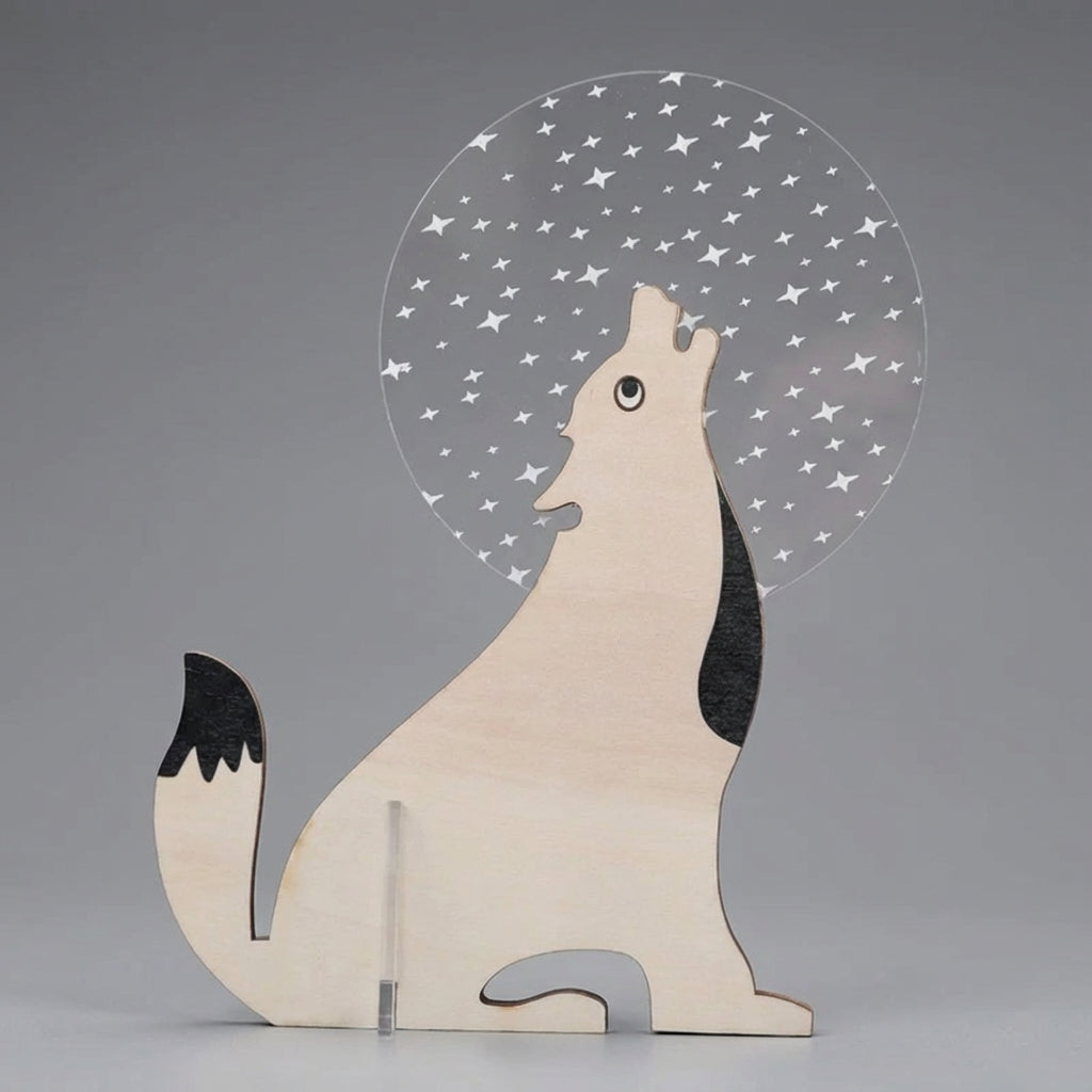 Wooden Animal LED Decorative Light, Acrylic Panel, Battery Powered, 3 Brightness Modes