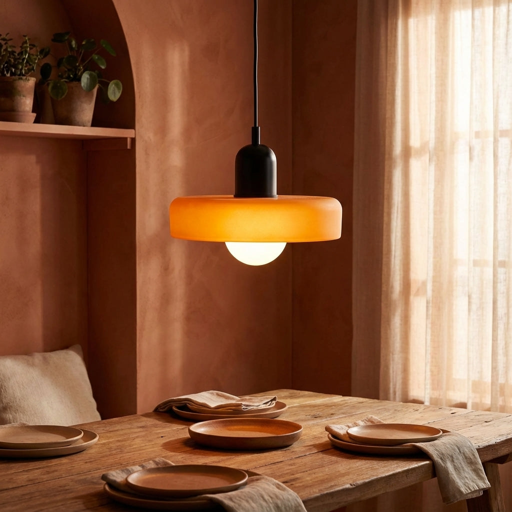 Nordic Glass Pendant Light, Orange Shade, LED Light Source, 10W, 230v