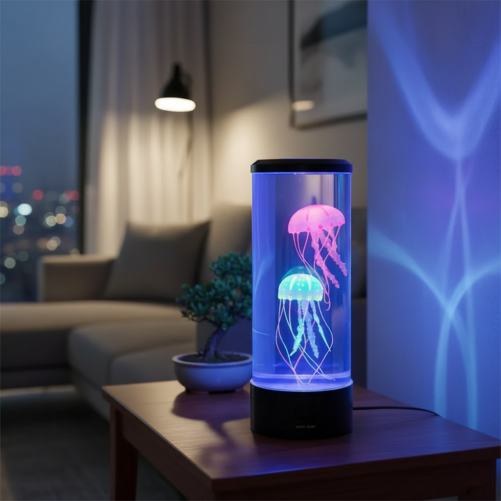 Color Changing Jellyfish Lamp, USB Powered LED Night Light, Mini Aquarium Effect