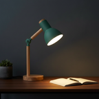 Nordic Wooden LED Table Lamp, Adjustable Head, Warm White Light, 15in, 5W, 230V