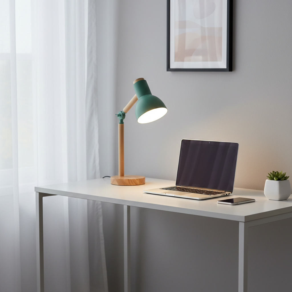 Nordic Wooden LED Table Lamp, Adjustable Head, Warm White Light, 15in, 5W, 230V