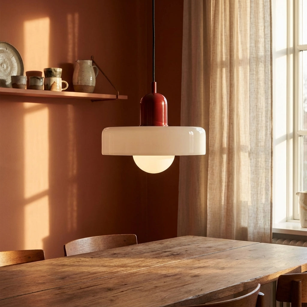 Nordic Glass Pendant Light, Orange Shade, LED Light Source, 10W, 230v